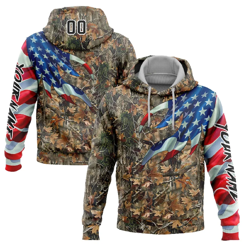 Custom Stitched Camo Black-White 3D American Flag Hunting Sports Pullover Sweatshirt Hoodie Trendy Men's Oversized