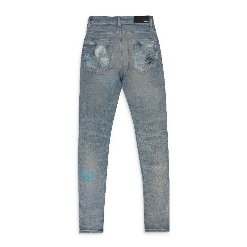 ALL OVER REPAIR CLAY INDIGO JEANS Youthful Men's Pop