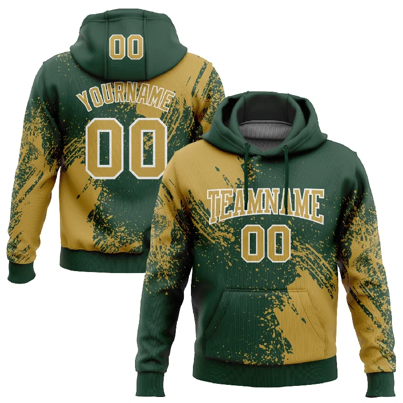 Custom Stitched Green Old Gold-White 3D Pattern Design Abstract Brush Stroke Sports Pullover Sweatshirt Hoodie Laid