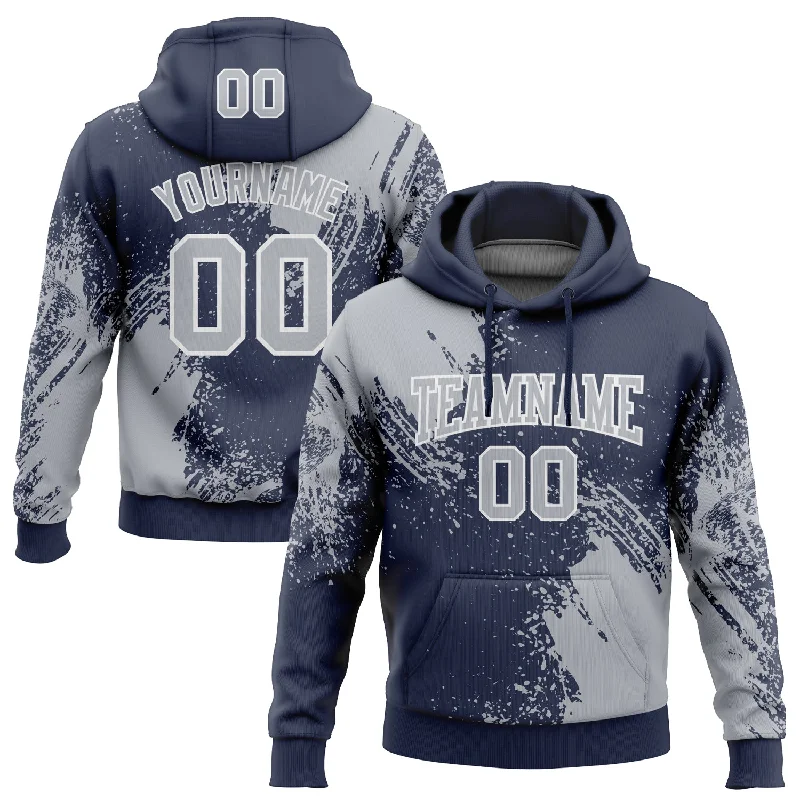 Custom Stitched Navy Gray-White 3D Pattern Design Abstract Brush Stroke Sports Pullover Sweatshirt Hoodie Traditional Men's Country