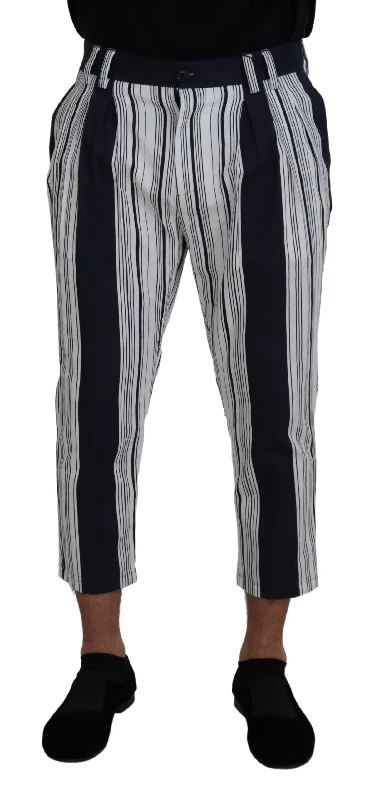 Dolce & Gabbana Elegant Striped Cotton Pants for Men's Men Sophisticated Men's 