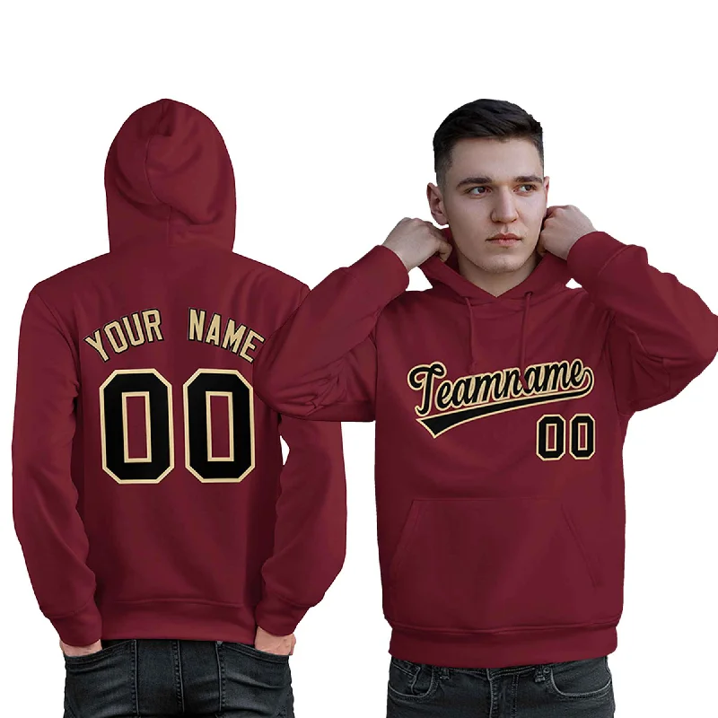 Custom Cardinal Black-Old Gold Classic Style Personalized Sport Pullover Hoodie Dynamic Men's High