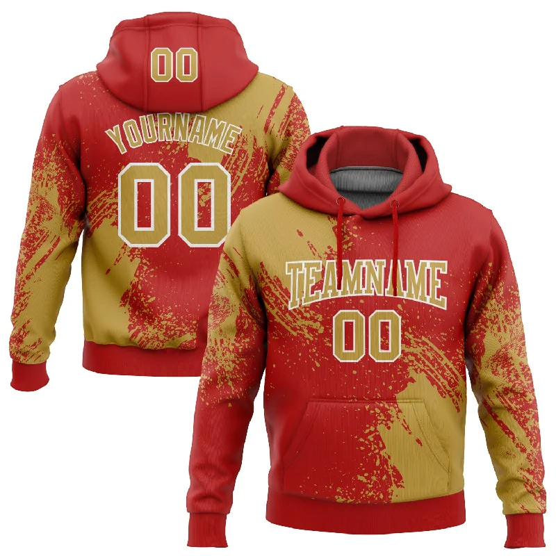 Custom Stitched Red Old Gold-White 3D Pattern Design Abstract Brush Stroke Sports Pullover Sweatshirt Hoodie Dapper Men's 1920S