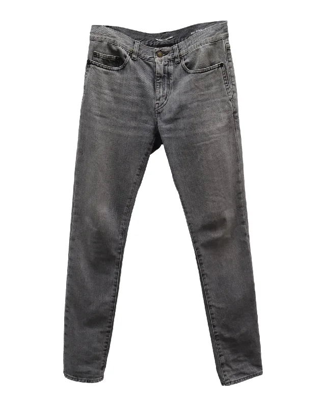 Saint Laurent Skinny Jeans in Grey Cotton Denim Masculine Men's Thick