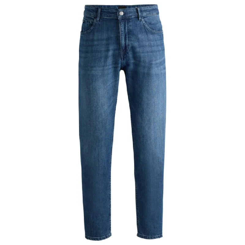 Regular-fit jeans in blue mechanical-stretch denim Bold Men's Statement