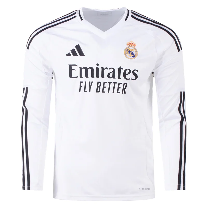 adidas Real Madrid Long Sleeve Home Jersey 24/25 (White) Refined Men's Velvet