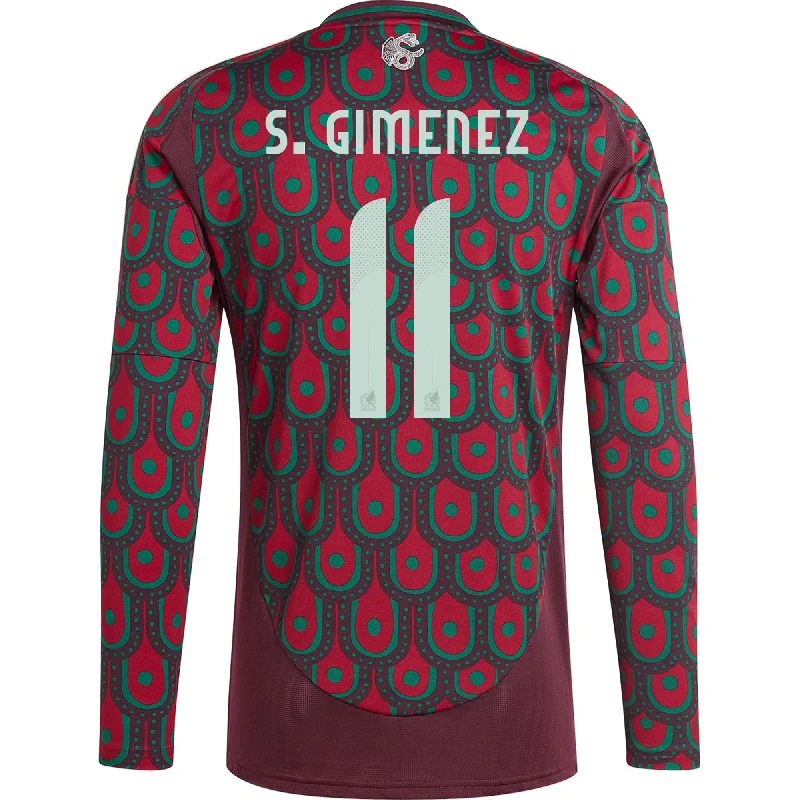 adidas Mens Mexico Santiago Giménez Home Long Sleeve Jersey 24/25 (Multicolor) Unique Men's Upcycled