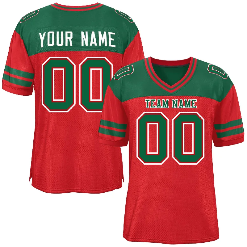 Custom Red Green Personalized Color Block Authentic Football Jersey Masculine Men's 