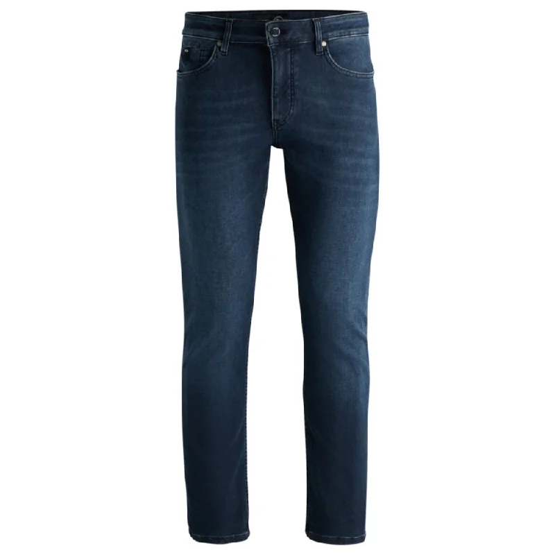 Slim-fit jeans in blue knitted stretch denim Sleek Men's Metallic