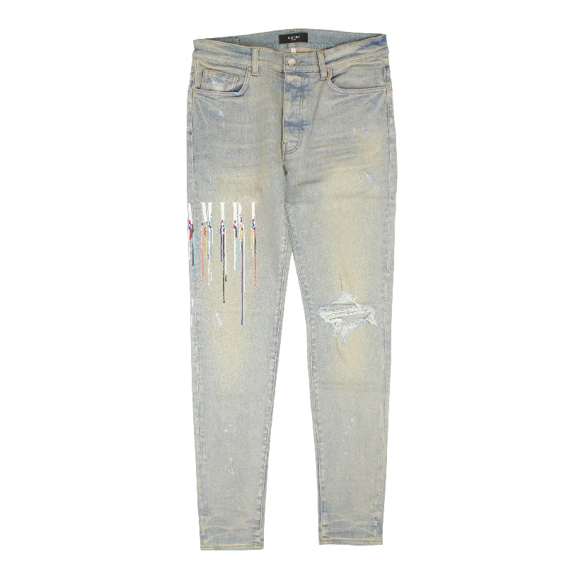 Amiri Paint Drip Logo Jean - Clay Trendy Men's Oversized