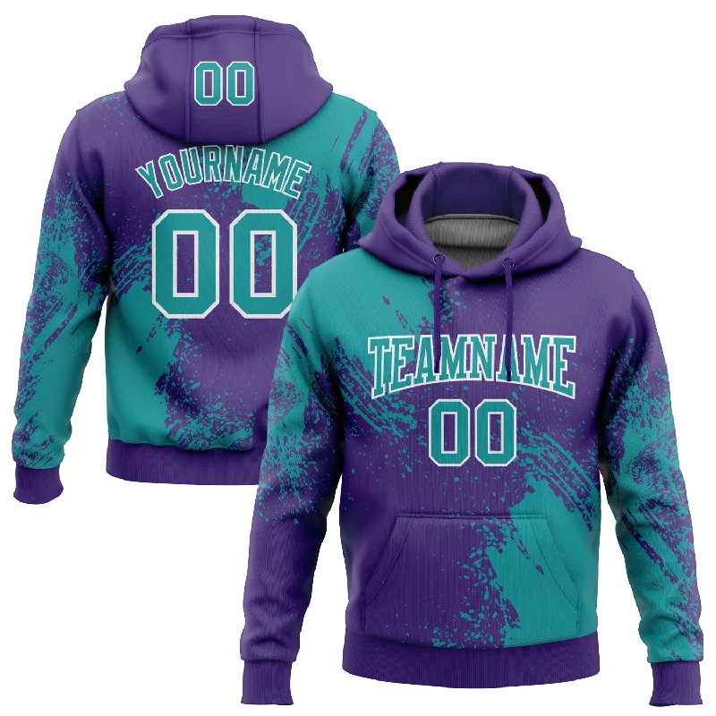 Custom Stitched Purple Teal-White 3D Pattern Design Abstract Brush Stroke Sports Pullover Sweatshirt Hoodie Elegant Men's Cashmere