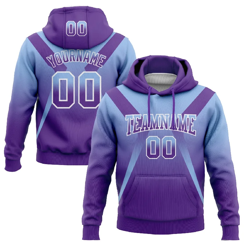 Custom Stitched Light Blue Purple-White Fade Fashion Arrow Sports Pullover Sweatshirt Hoodie Dapper Men's Bow