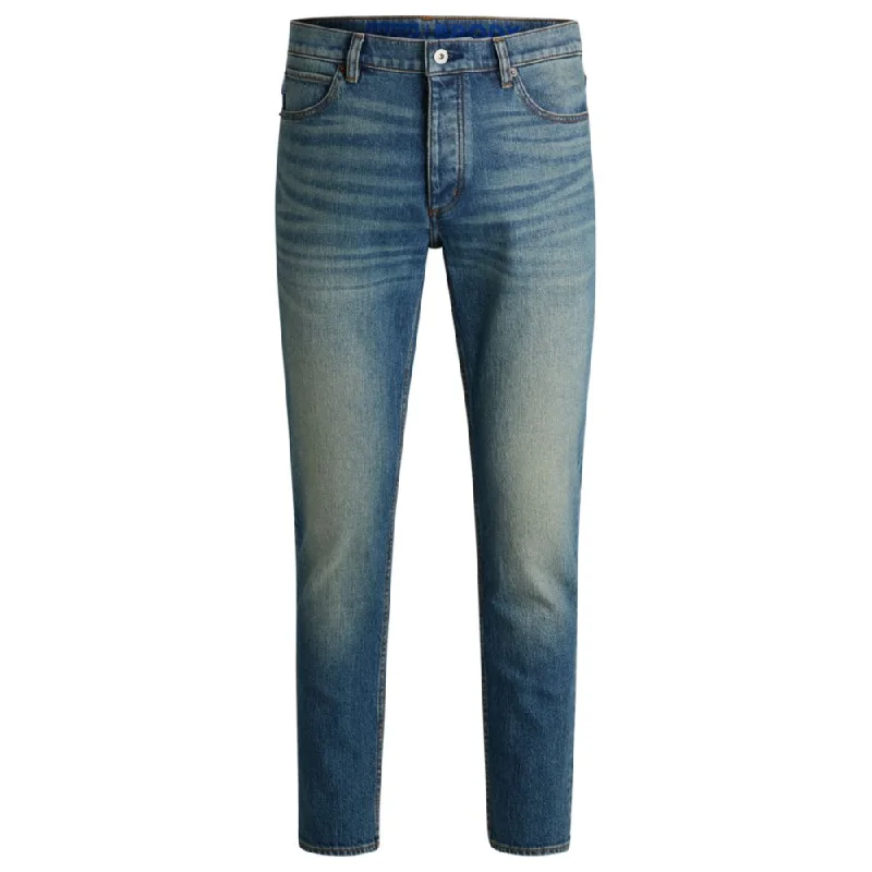 Tapered-fit jeans in blue tinted denim Street