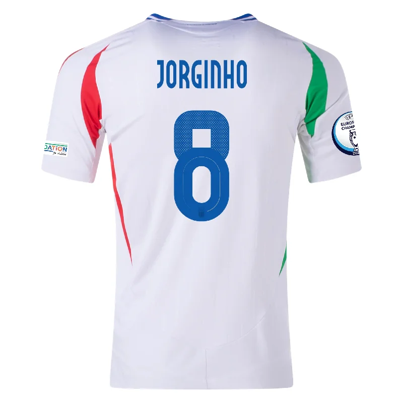 adidas Italy Authentic Jorginho Away Jersey w/ Euro 2024 Patches 24/25 (White) Minimalist Men's Casual 