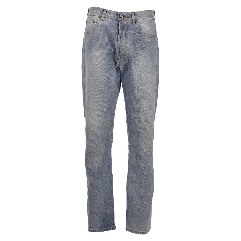 Vetements Faded Straight-Leg Jeans in Light Blue Cotton Denim Vintage Men's 1970S Disco