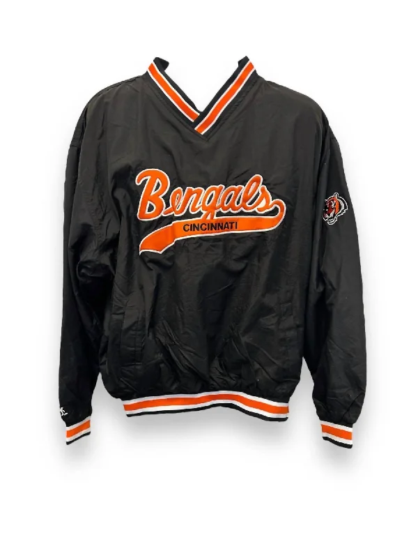 Men's Cincinnati Bengals Pullover Windbreaker In Black Laid