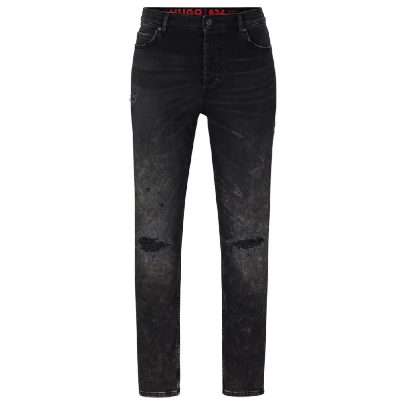 Tapered-fit jeans in black comfort-stretch denim Confident Men's Power