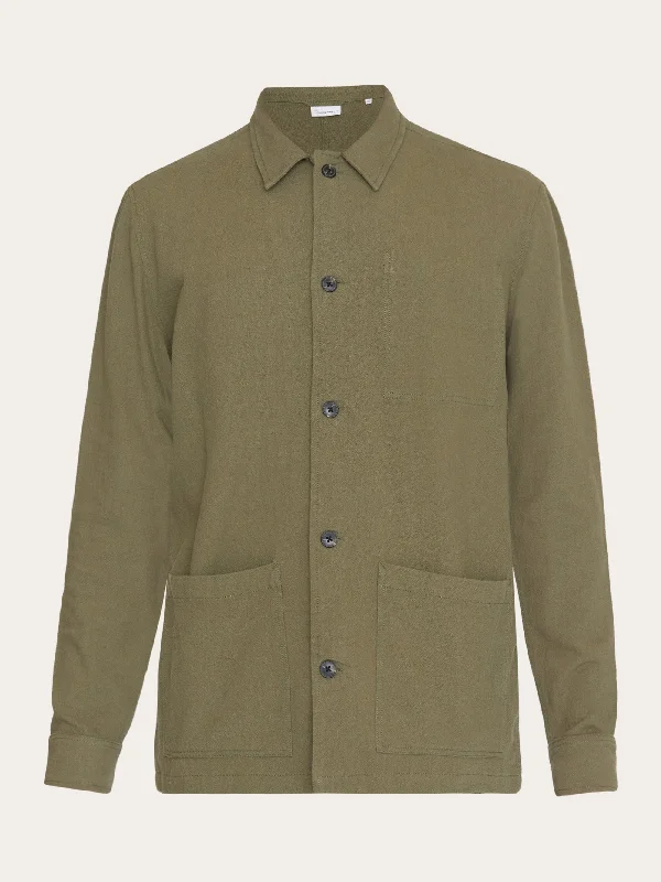 Crushed cotton overshirt - GOTS/Vegan - Burned Olive Artistic Men's Avant