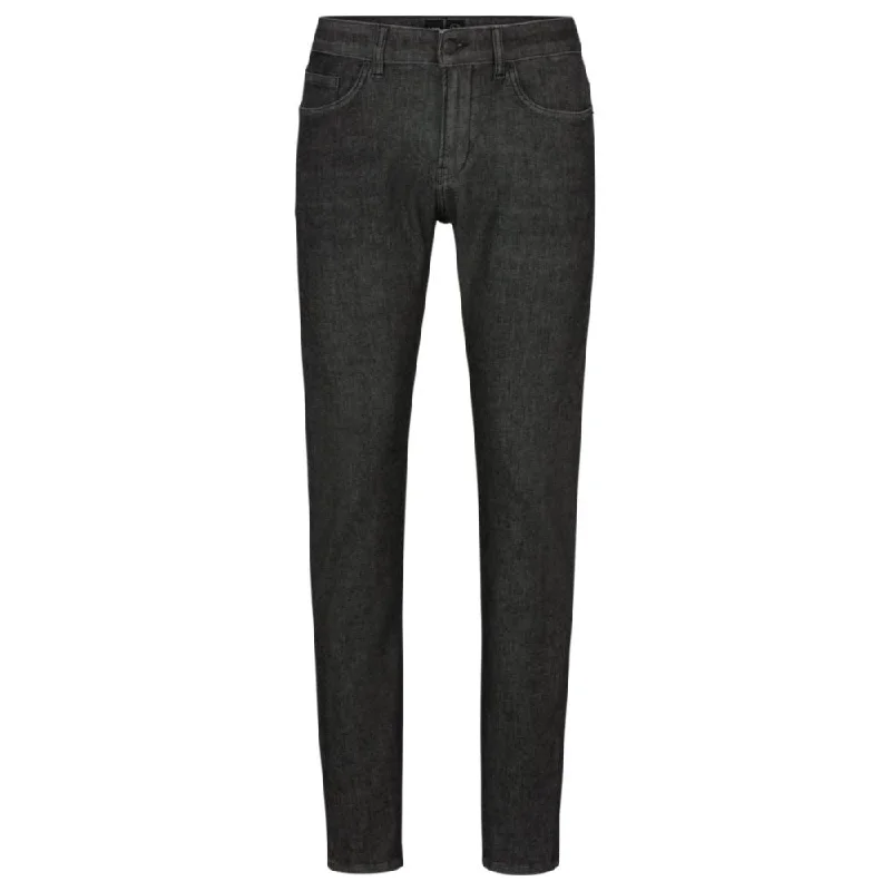 Slim-fit jeans in black performance-stretch knitted denim Luxurious Men's High