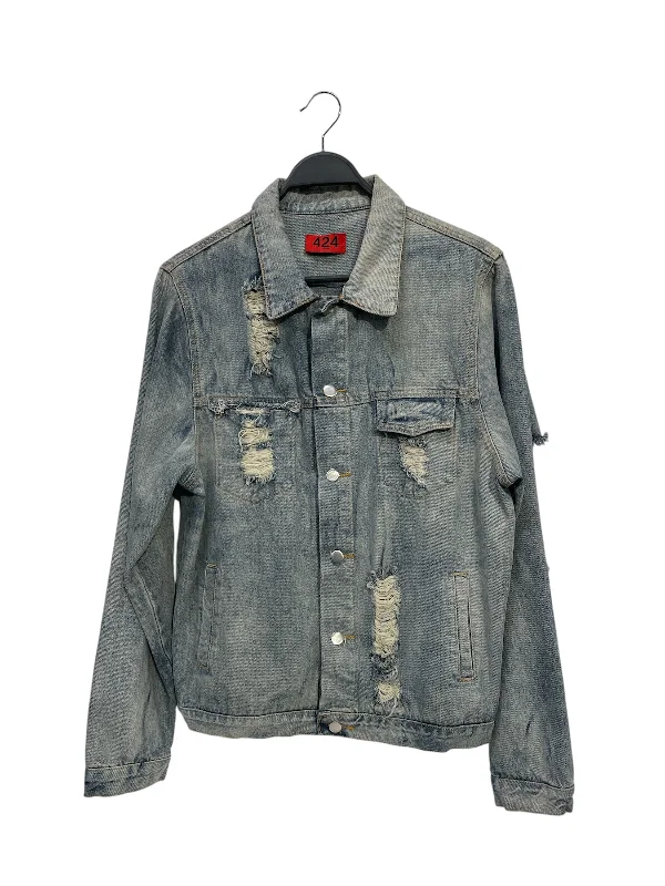 424(FourTwoFour)/Denim Jkt/Denim/BLU/DISTRESSED TRUCKER JACKET Lumberjack