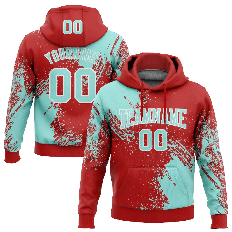 Custom Stitched Red Ice Blue-White 3D Pattern Design Abstract Brush Stroke Sports Pullover Sweatshirt Hoodie Traditional Men's Country