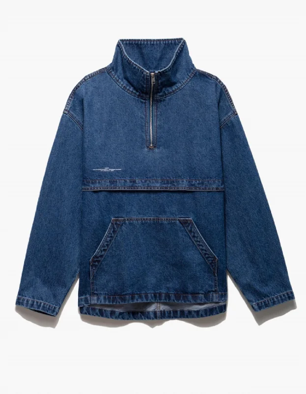 Denim Windbreaker Jacket In Blue Indigo Gym