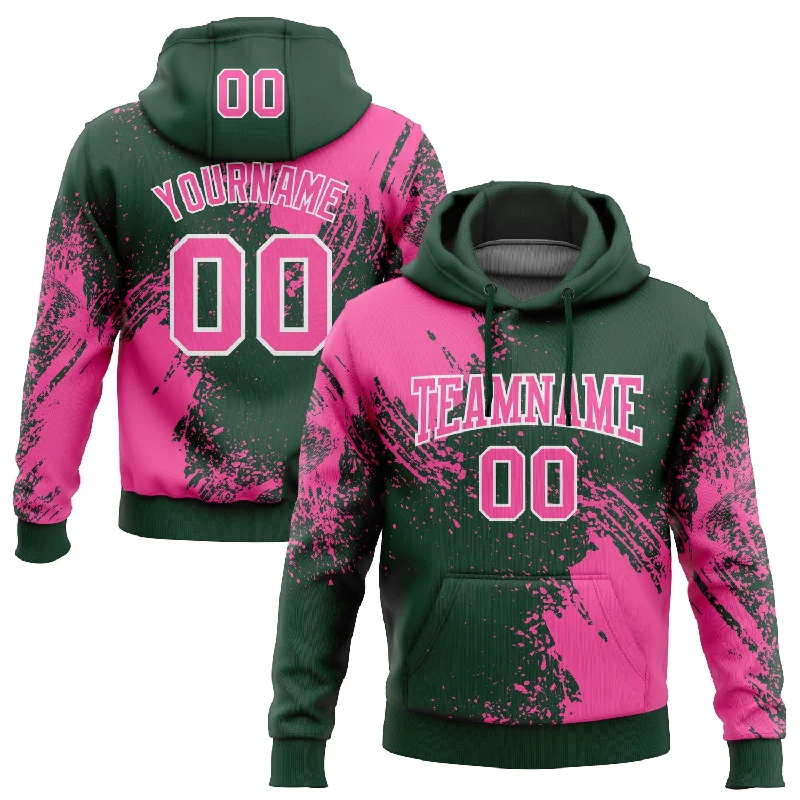 Custom Stitched Green Pink-White 3D Pattern Design Abstract Brush Stroke Sports Pullover Sweatshirt Hoodie Sporty Men's Athleisure 