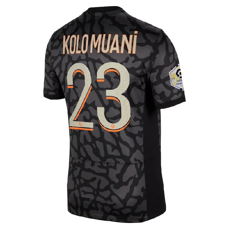 Nike Paris Saint-Germain Kolo Muani Third Jersey w/ Ligue 1 Patch 23/24 (Anthracite/Black/Stone) Laid