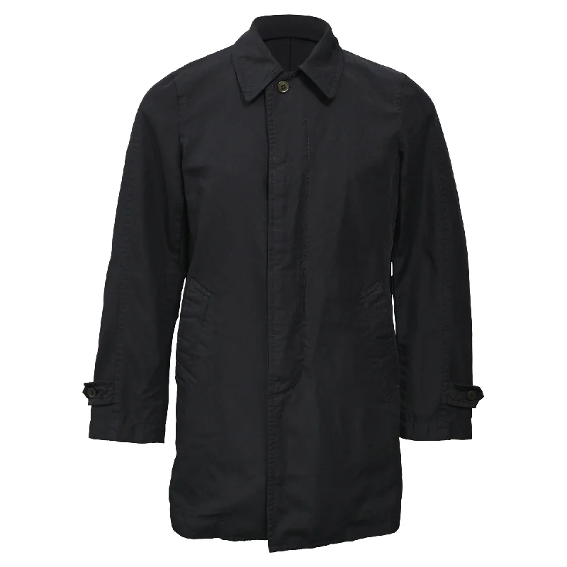 Comme des Garçons Dyed Balmacaan Coat in Black Cotton Refined Men's Classic 