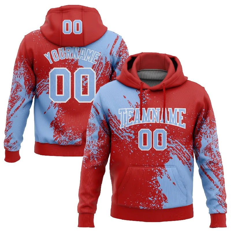 Custom Stitched Red Light Blue-White 3D Pattern Design Abstract Brush Stroke Sports Pullover Sweatshirt Hoodie Artistic Men's Avant