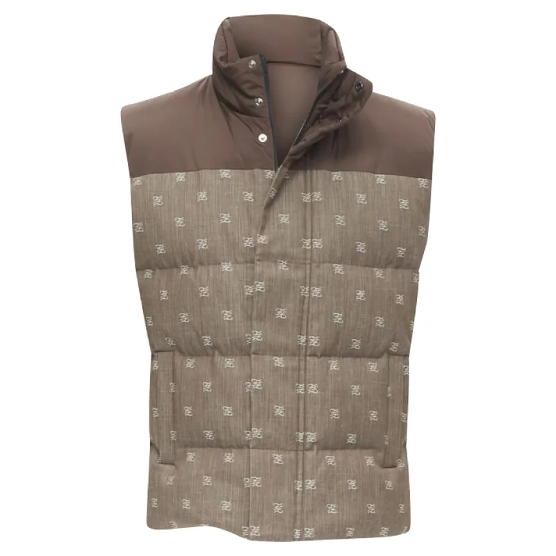 Fendi FF Zucca monogram jacquard cotton down puffer vest jacket Trendy Men's Oversized