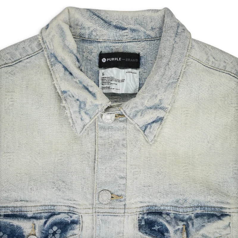 JACQUARD MONOGRAM TRUCKER Indigo DENIM JACKETS Modern Men's Tech