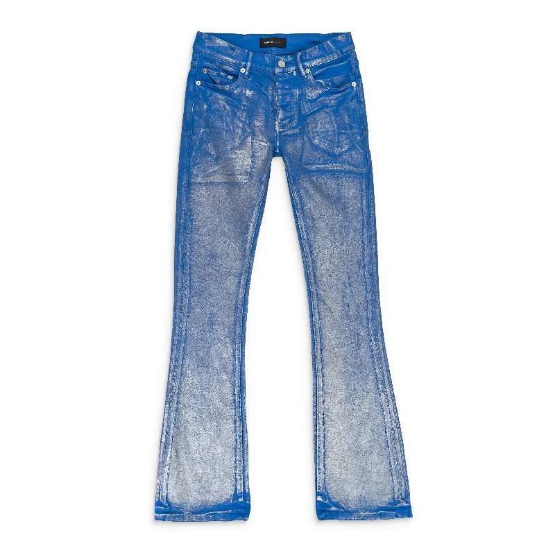 SILVER FOIL FLARE BLUE SKINNY JEANS Unique Men's Patch