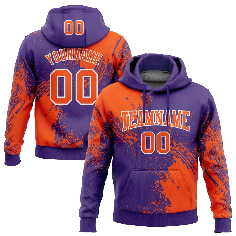 Custom Stitched Purple Orange-White 3D Pattern Design Abstract Brush Stroke Sports Pullover Sweatshirt Hoodie Laid