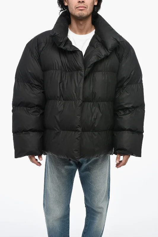 Balenciaga UNISEX Padded Fabric WRAP Down Jacket with Removable Hood Relaxed Men's Beach