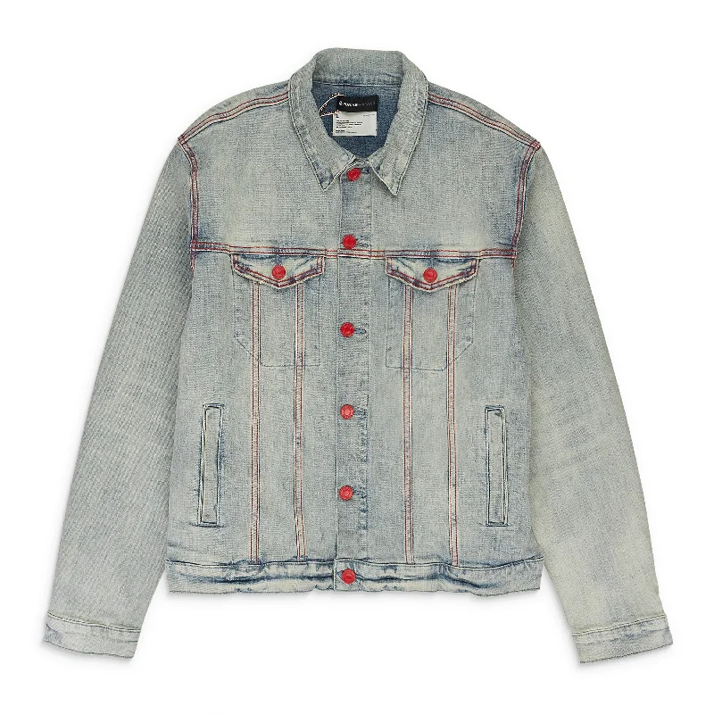 LIGHT RED POP TRUCKER Indigo DENIM JACKETS Minimalist Men's Casual 