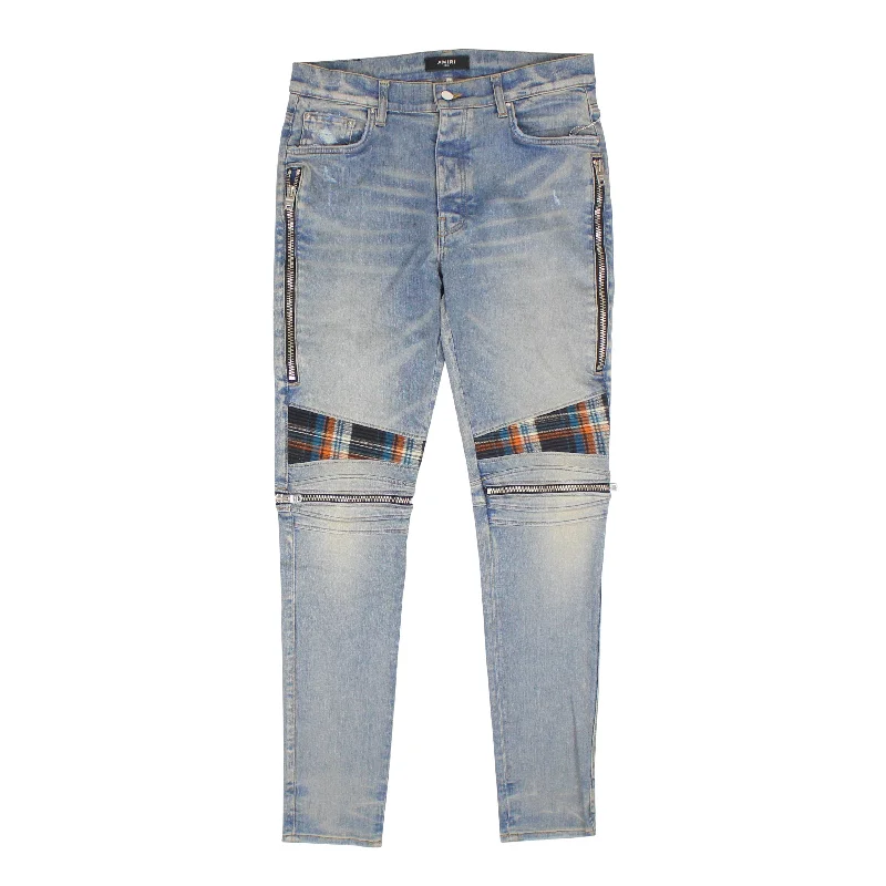 Amiri Mx2 Plaid Straight-Fit Jeans - Indigo/Orange Dapper Men's 1920S