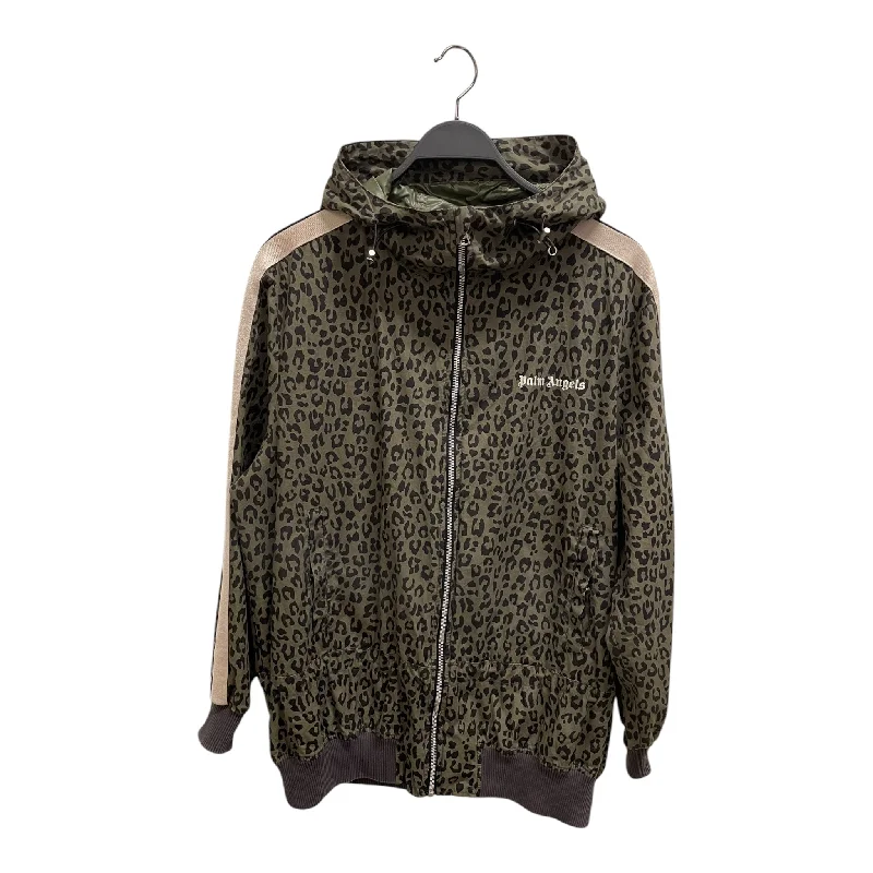 Palm Angels/Windbreaker/S/Nylon/GRN/Animal Pattern/leopard Elegant Men's Cashmere