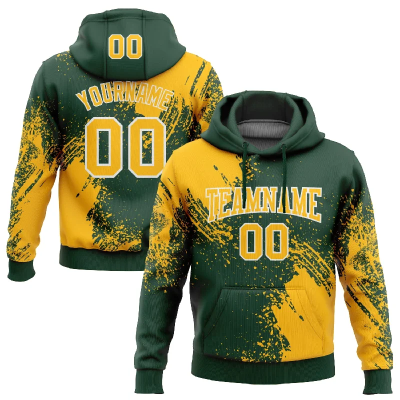 Custom Stitched Green Gold-White 3D Pattern Design Abstract Brush Stroke Sports Pullover Sweatshirt Hoodie Lumberjack