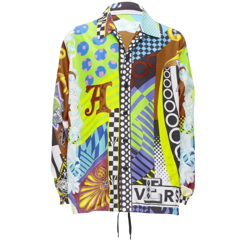 Versace Pop Temple print nylon windbreaker shirt jacket Luxurious Men's High