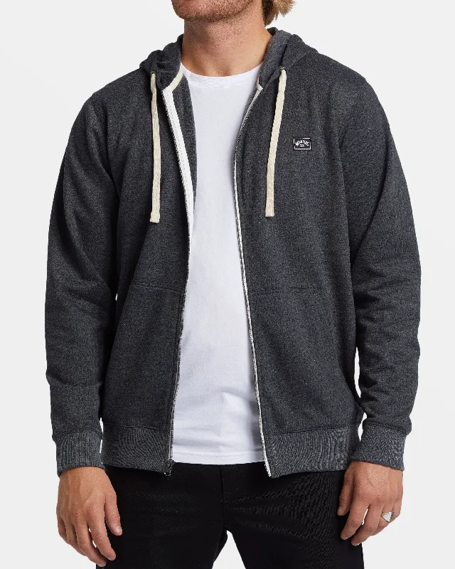 All Day Zip Hoodie - Black Heather Sleek Men's Metallic