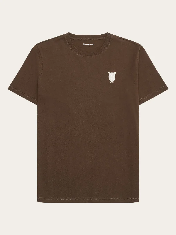 Regular fit owl chest embroidery t-shirt - Demitasse (brown) Practical Men's Multi