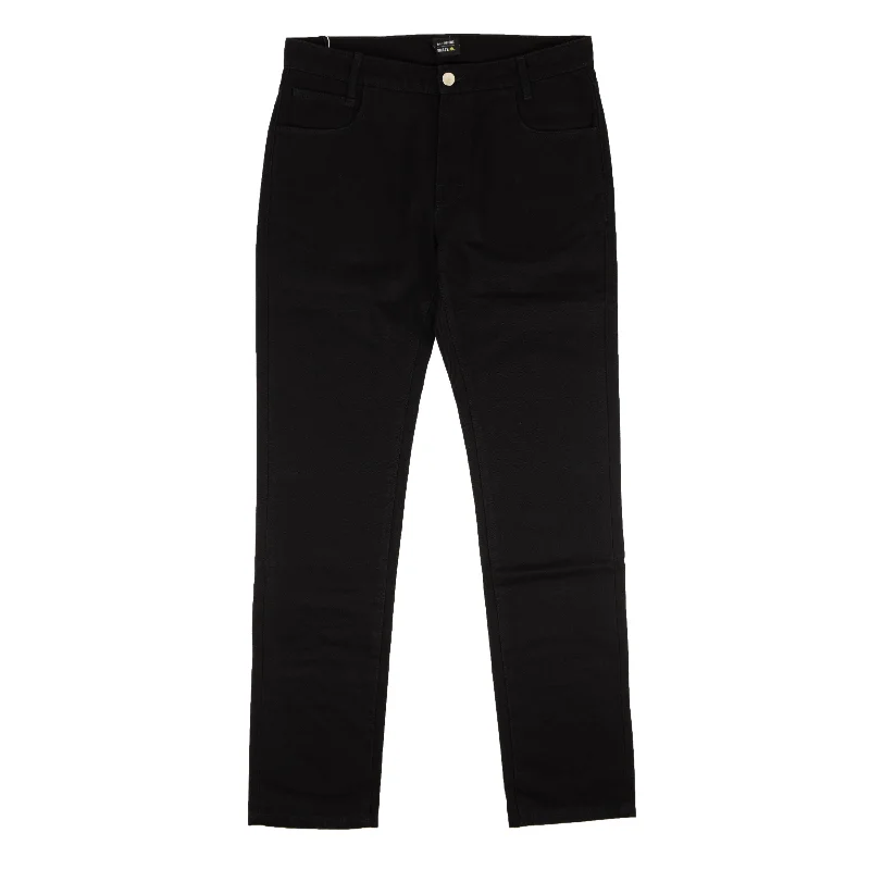 Raf Simons X Smiley Rear Logo Patch Jeans - Black Rugged Men's Outdoor 