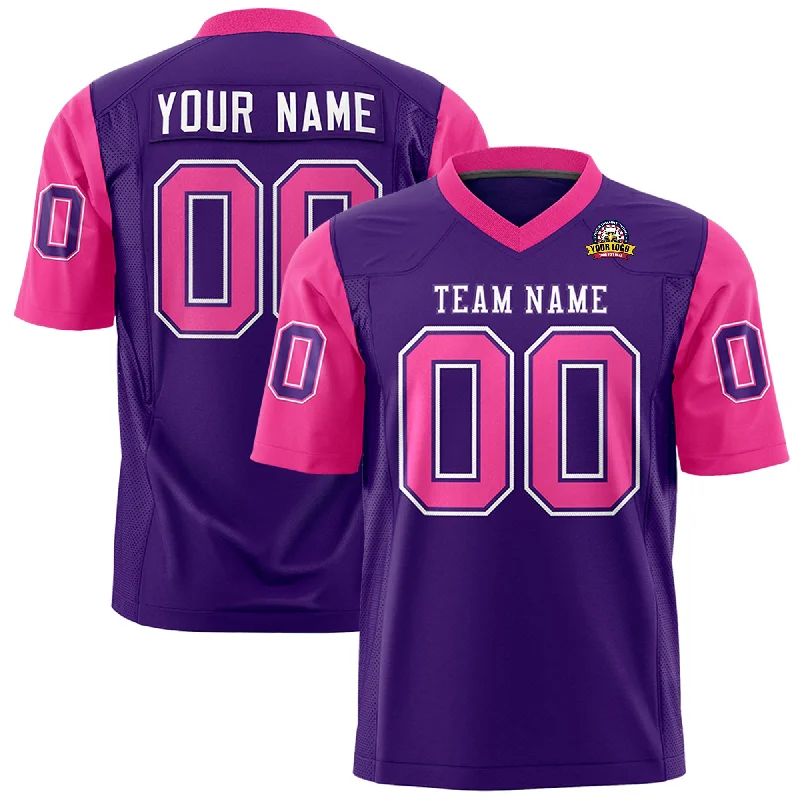 Custom Purple Pink Personalized Raglan Sleeves Design Authentic Football Jersey Street