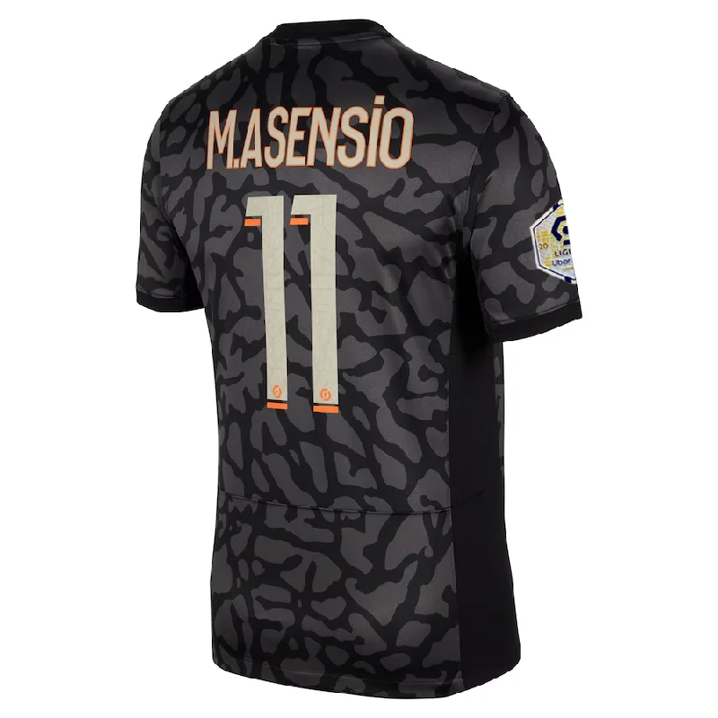 Nike Paris Saint-Germain Marco Asensio Third Jersey w/ Ligue 1 Patch 23/24 (Anthracite/Black/Stone) Sophisticated Men's 