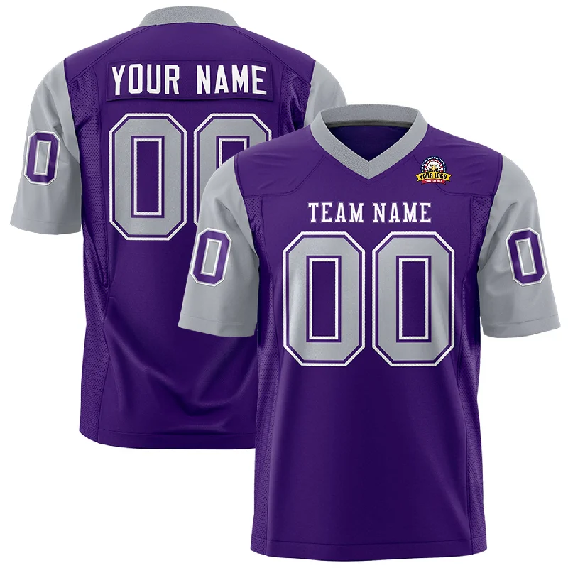 Custom Purple Gray Personalized Raglan Sleeves Design Authentic Football Jersey Vintage Men's 1970S Disco