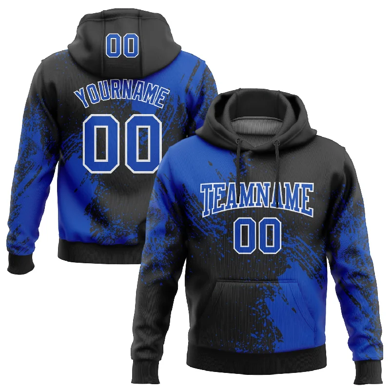 Custom Stitched Black Thunder Blue-White 3D Pattern Design Abstract Brush Stroke Sports Pullover Sweatshirt Hoodie Masculine Men's Thick