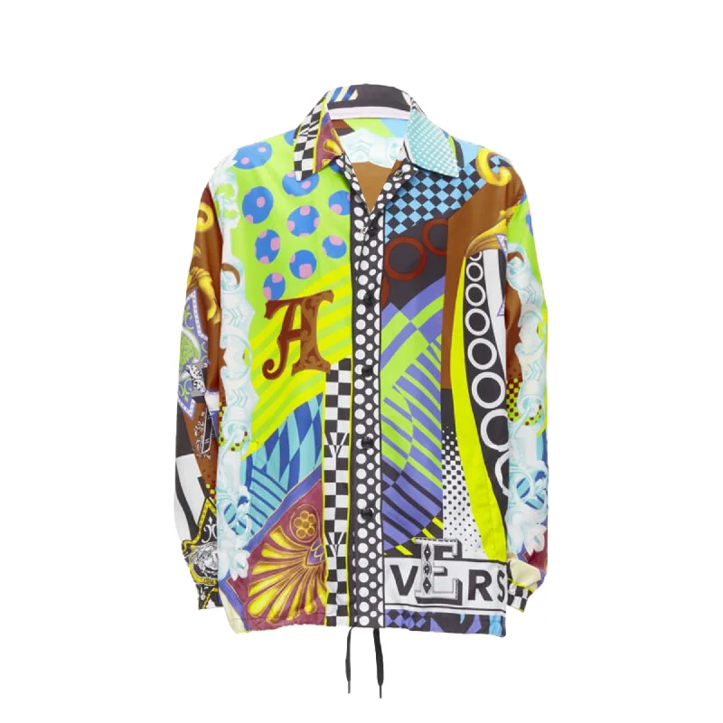 Versace Pop Temple print nylon windbreaker shirt jacket Earthy Men's Sustainable 