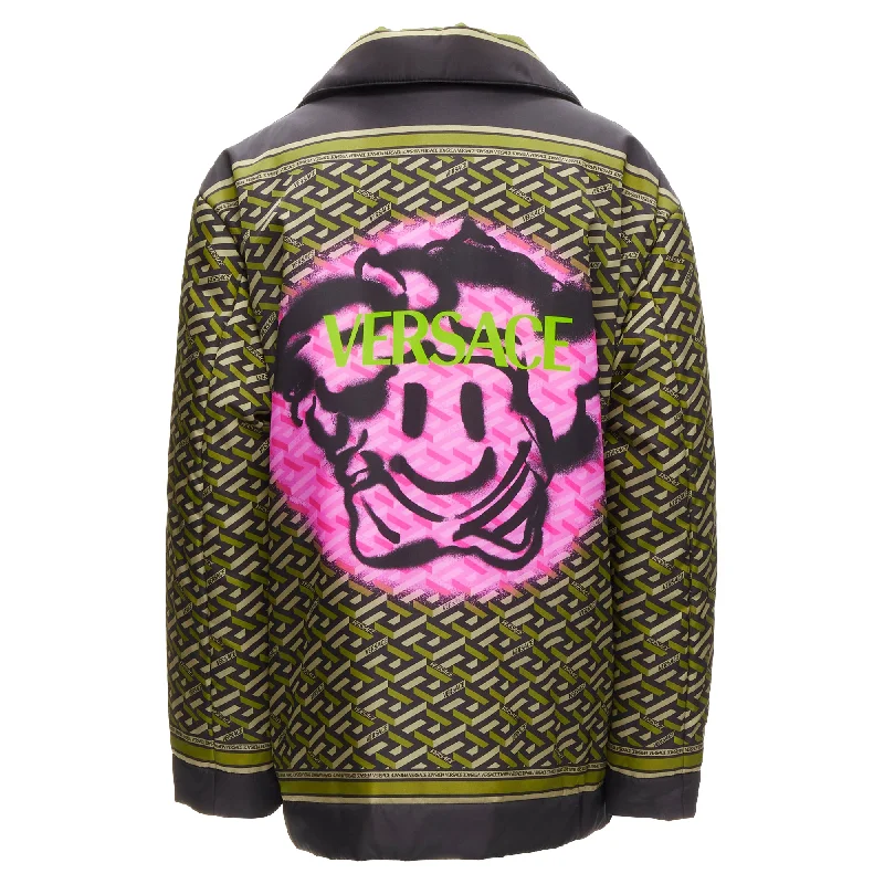 Versace La Greca Graffiti Medusa Smiley Padded Coat Beach