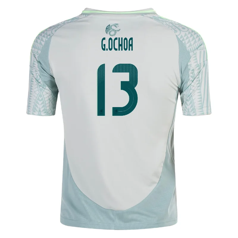 adidas Youth Mexico Guillermo Ochoa Away Jersey 24/25 (Linen Green) Casual Men's Loose